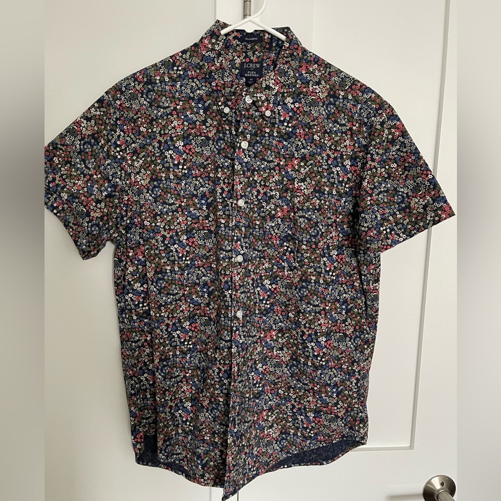 Floral J Crew short sleeve button down